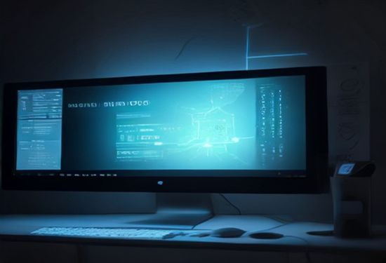 A photorealistic computer monitor displaying a digital flowchart, with a robotic hand reaching from a sleek, modern AI server tower to click a command button on the screen, representing autonomous computer control.