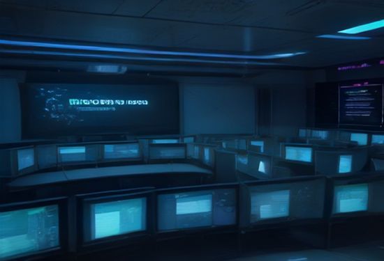 A photorealistic image of a futuristic cybersecurity operations center with holographic threat maps and a digital clock showing seconds counting down