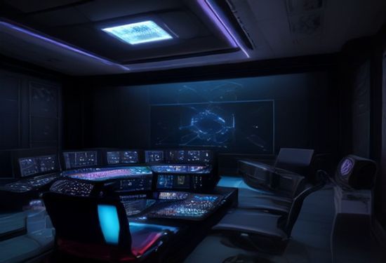 A photorealistic image of a modern recording studio with holographic AI data visualizations floating over the mixing console, symbolizing the integration of technology in music creation.