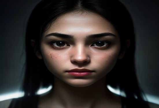 A photorealistic image of a person's face half illuminated by a glowing smartphone screen in a dark room, showing a conflicted expression