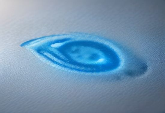 A photorealistic macro photograph of a fingerprint embedded on a glossy digital document surface, illuminated by soft blue light, representing invisible digital tracing