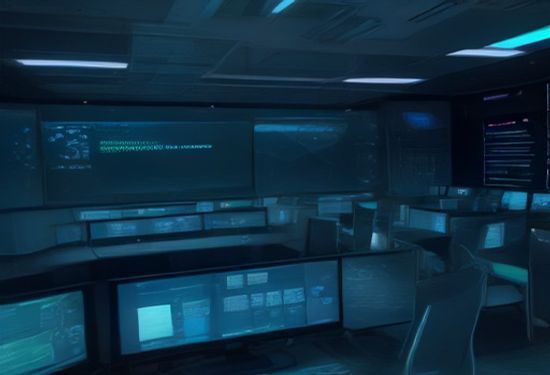 A realistic photorealistic photograph of a futuristic cybersecurity operations center with holographic threat maps and automated AI interfaces.