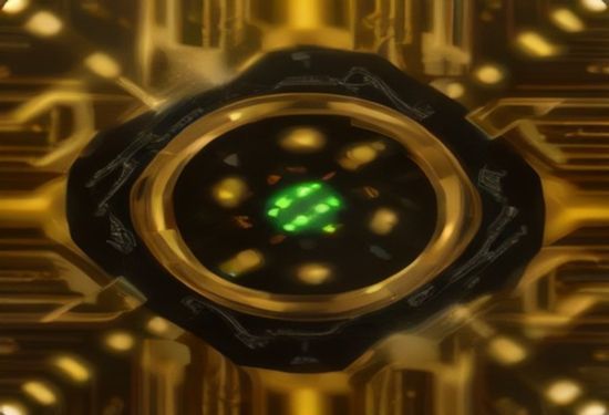 photorealistic image of a quantum computer chip with golden circuits interweaving with classical silicon processor, lab environment, macro shot, no people