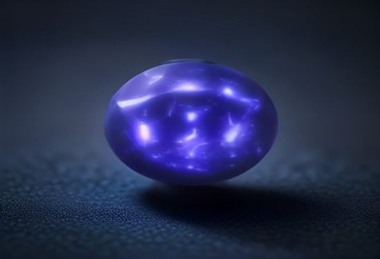 Photorealistic macro shot of a glowing, transparent virus-like capsule landing on a textured surface with deep blue and purple tones, pristine lab environment blurred in background, dark field lighting, high detail, no text, no words, no letters.
