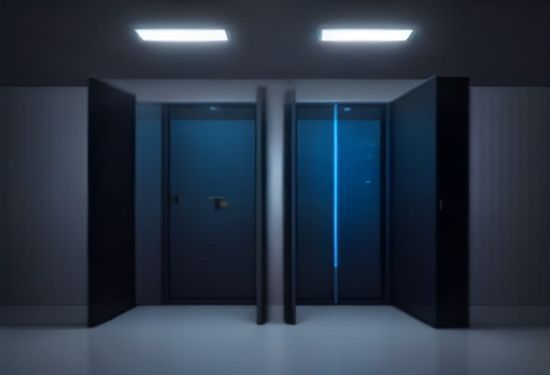Photorealistic split-screen of two sleek black server racks with glowing blue and orange lights, professional tech lab background, shallow depth of field
