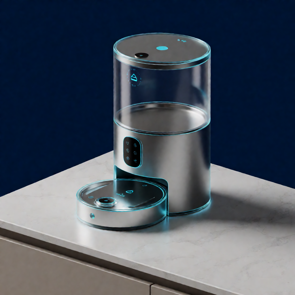 Petlibro Granary 2 smart AI cat feeder with built-in scale and camera on kitchen counter