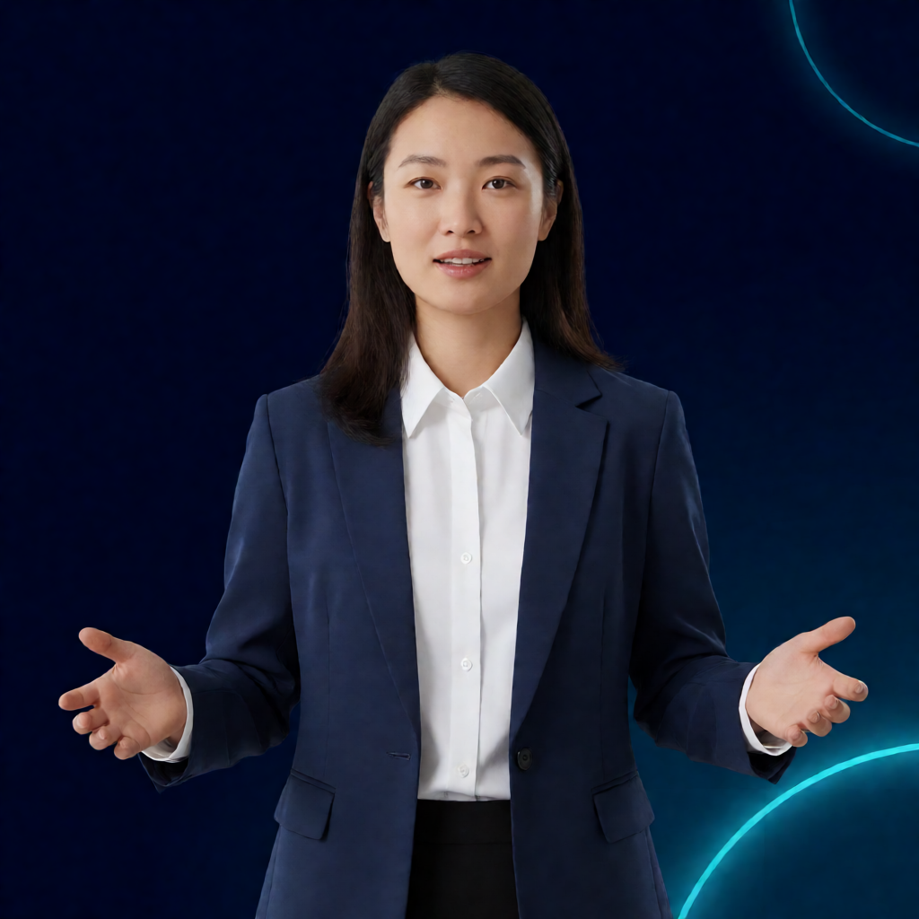 investor woman speaker at technology conference stage presenting AI startup funding trends