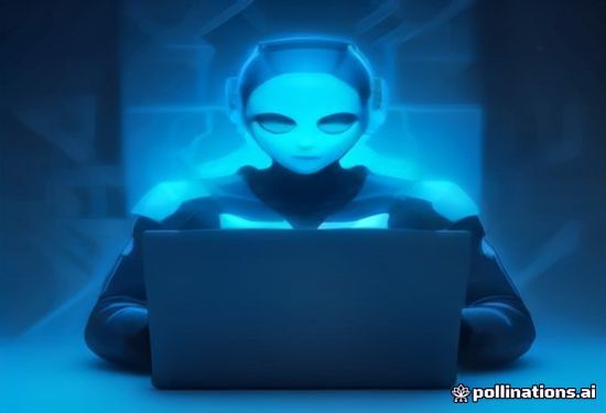 robot hacker inside laptop screen cyberattack concept